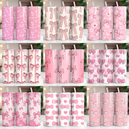 Coquette Bow Tumbler Wraps Bundle 150+ | 20oz Skinny Sublimation PNG | Pastel Pink Gingham Hearts Floral Cute Aesthetic Digital Download