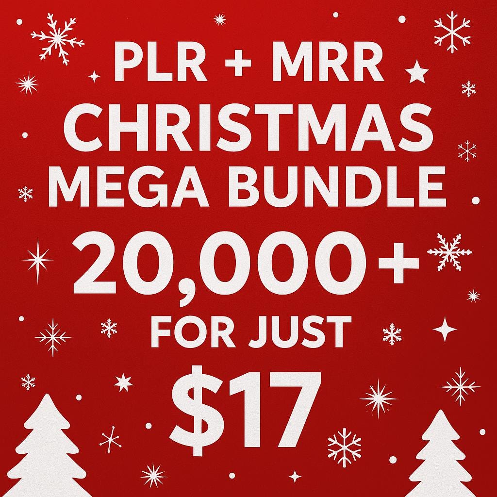 PLR MRR Christmas Mega Bundle 20000+ | Resell License Included | SVGs, Clipart, Papers, Wraps | Digital Holiday Kit for Only 17 Dollars
