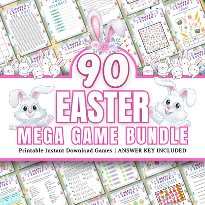 Easter Party Games Bundle, Easter Family Games, Printable Easter Party Games, Easter Classroom Activities for Kids, Easter Trivia Feud Game
