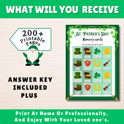 St Patricks Day Games Bundle, St Patricks Party Games for Adults, Kids St Patricks Classroom Games, Leprechaun, Bingo, Candy dice Trivia