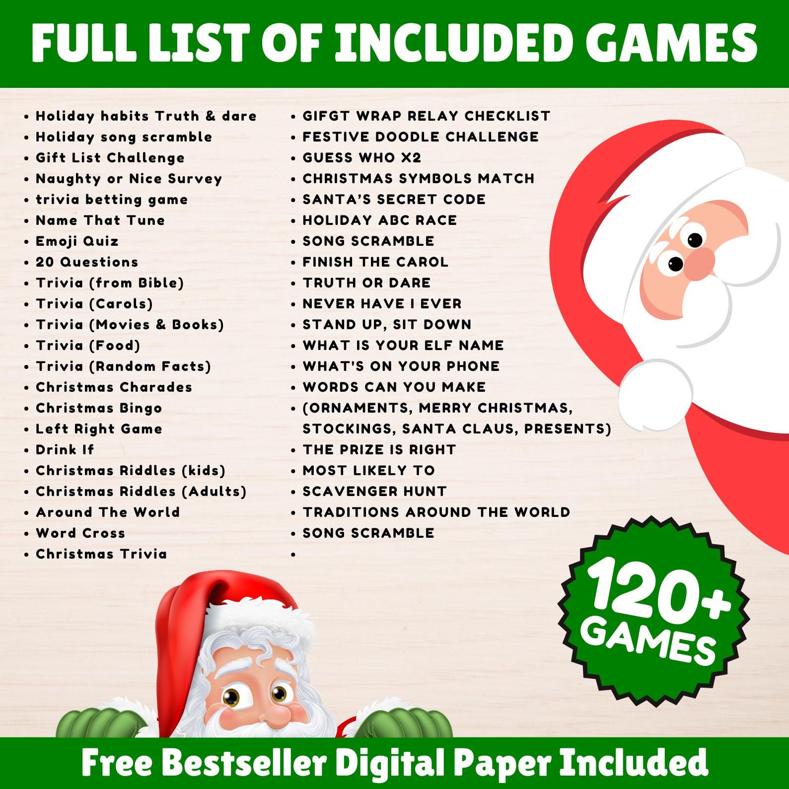 120+ Christmas Games Bundle, Christmas Party Games, School Christmas Game, Christmas Games Printable, Office Christmas,Family Christmas Game