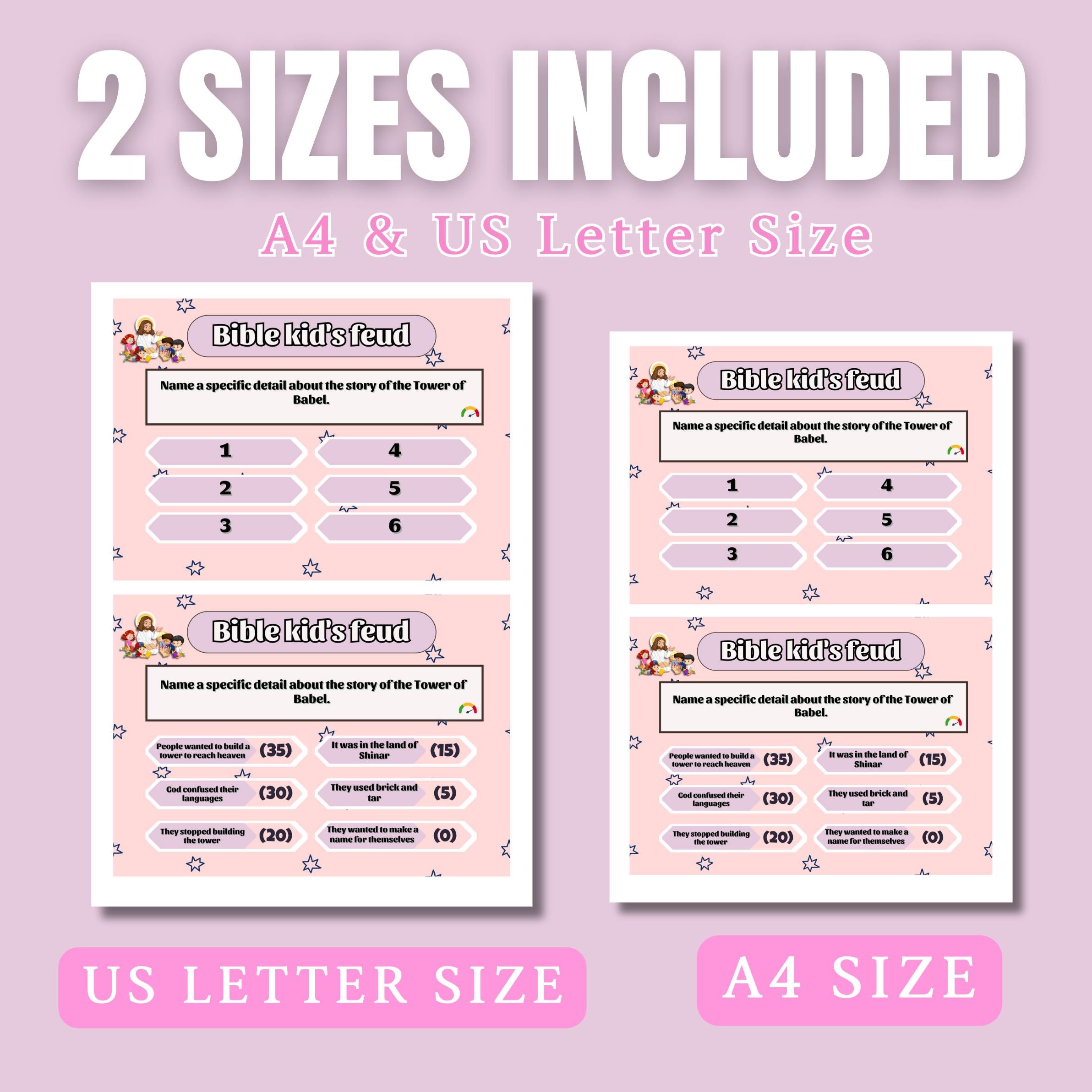 Bible Family Feud Hard Level Game for Kids – 100+ Printable Bible Trivia Cards | Christian Sunday School | Church Activity | A4 & US Letter