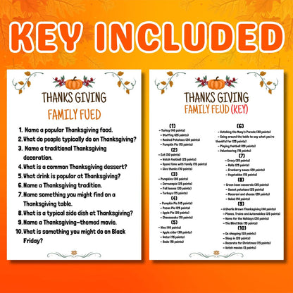 Thanksgiving Friendly Family Feud, Thanksgiving Party Game, Trivia Games, Family Game Night, Friendsgiving Game Pdf, Instant Download