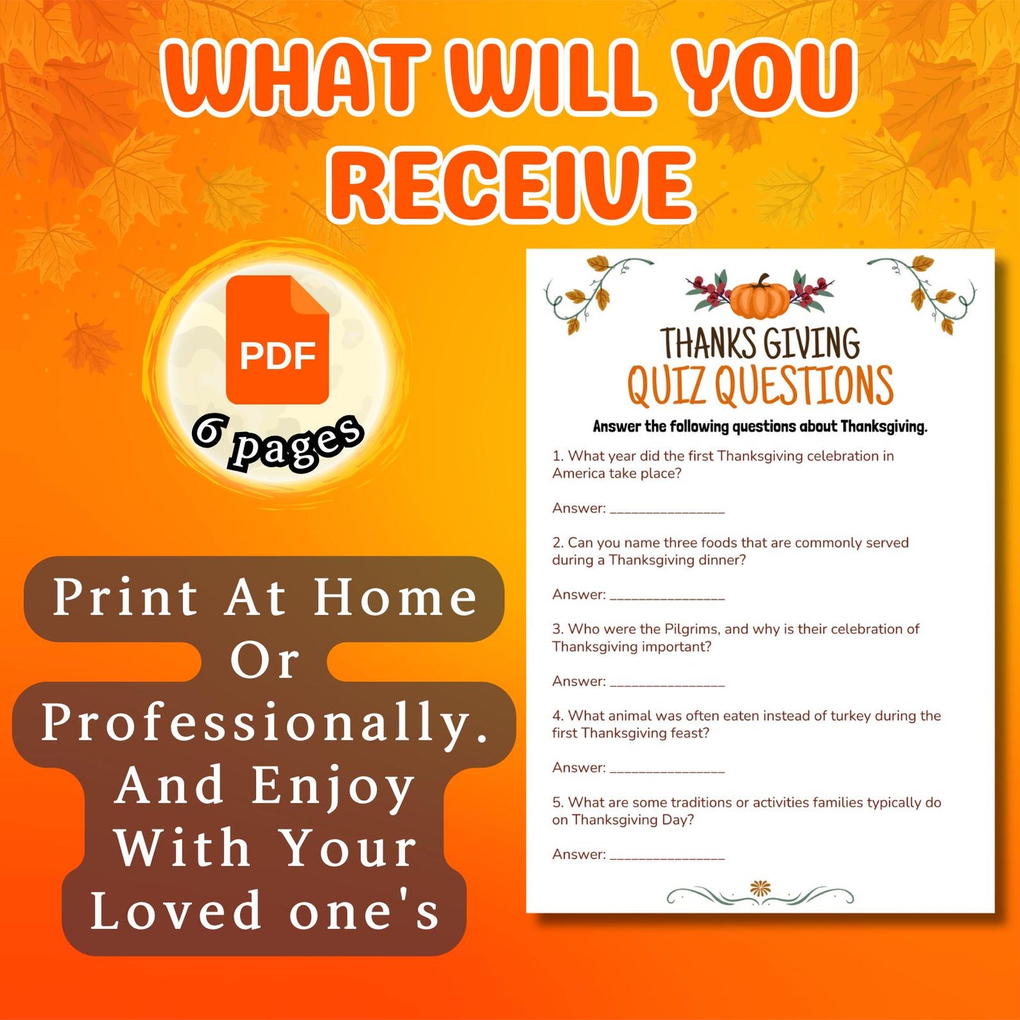 Thanksgiving Quiz, Adults Party Games, Friendsgiving Trivia Games, Thanksgiving Printable Pdf, Classroom Activity, Trivia Instant Download