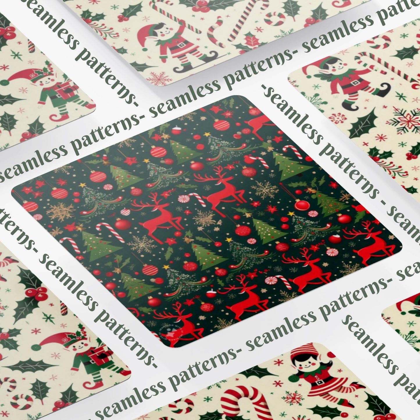 550+ Christmas Digital Paper Bundle - 12x12 Festive Designs. Elves, Candy Canes, Holiday Trees, Perfect for Crafts, Scrapbooking & DIY