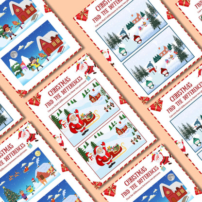 Christmas Find The Difference Game, Christmas Spot The Difference, Christmas Printable Game For Kids & Classroom Activity, Christmas Party