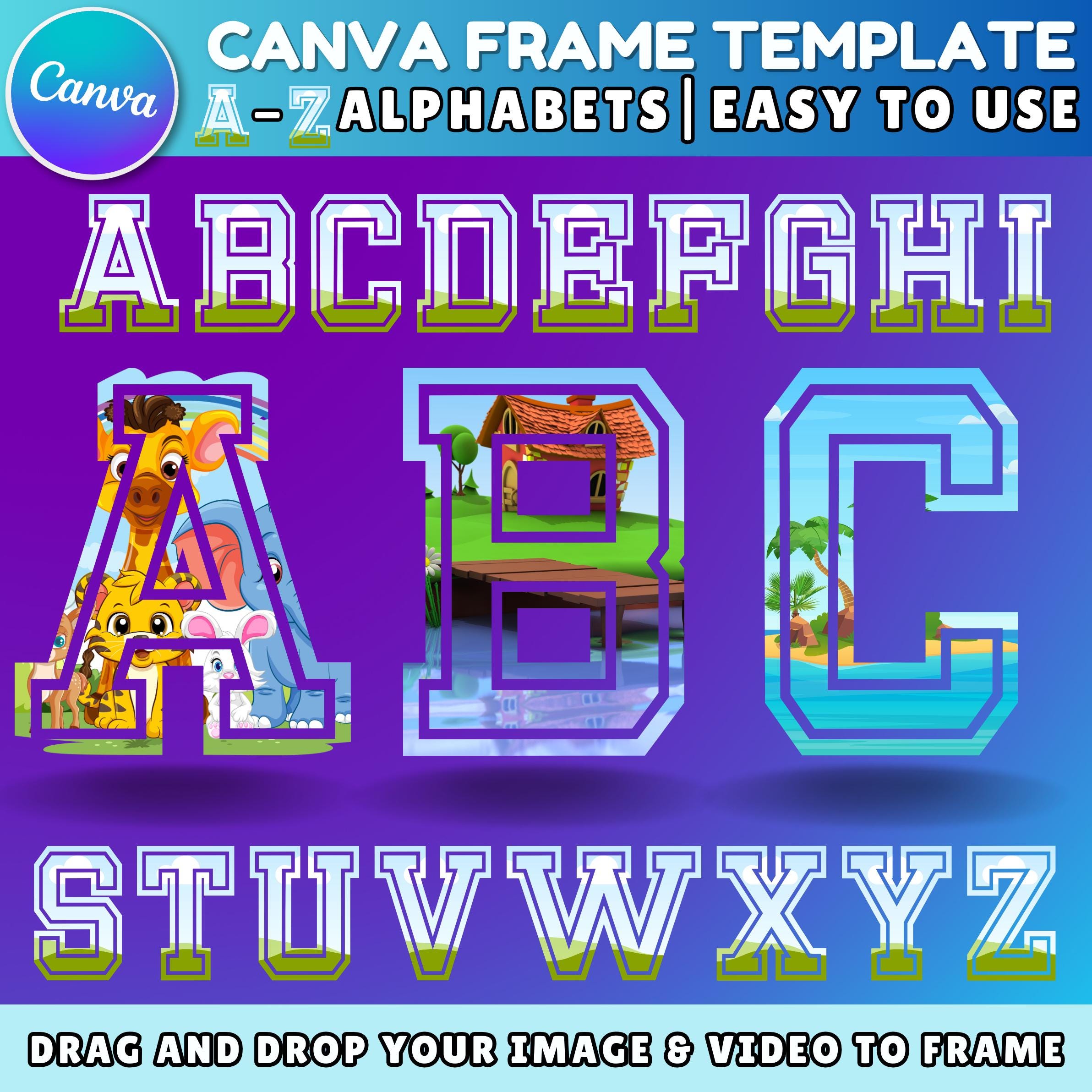 Canva Bundle Template | Transparent Doodle Alphabet Letters | Editable Blank Font Design | Photo Collage | Printable Digital Download
