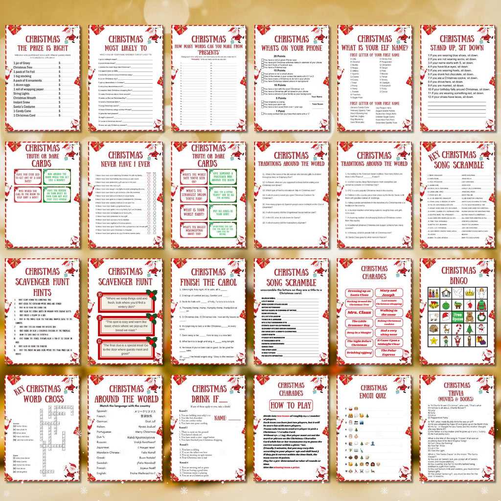 80+ Christmas Games Mega Bundle, 250+ Printable Christmas Party Game Pages, Games For Kids & Adults, Festive Family Games, Office Fun Games