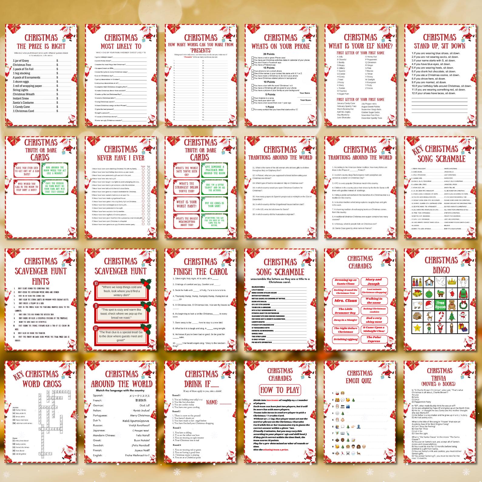 80+ Christmas Games Mega Bundle, 250+ Printable Christmas Party Game Pages, Games For Kids & Adults, Festive Family Games, Office Fun Games