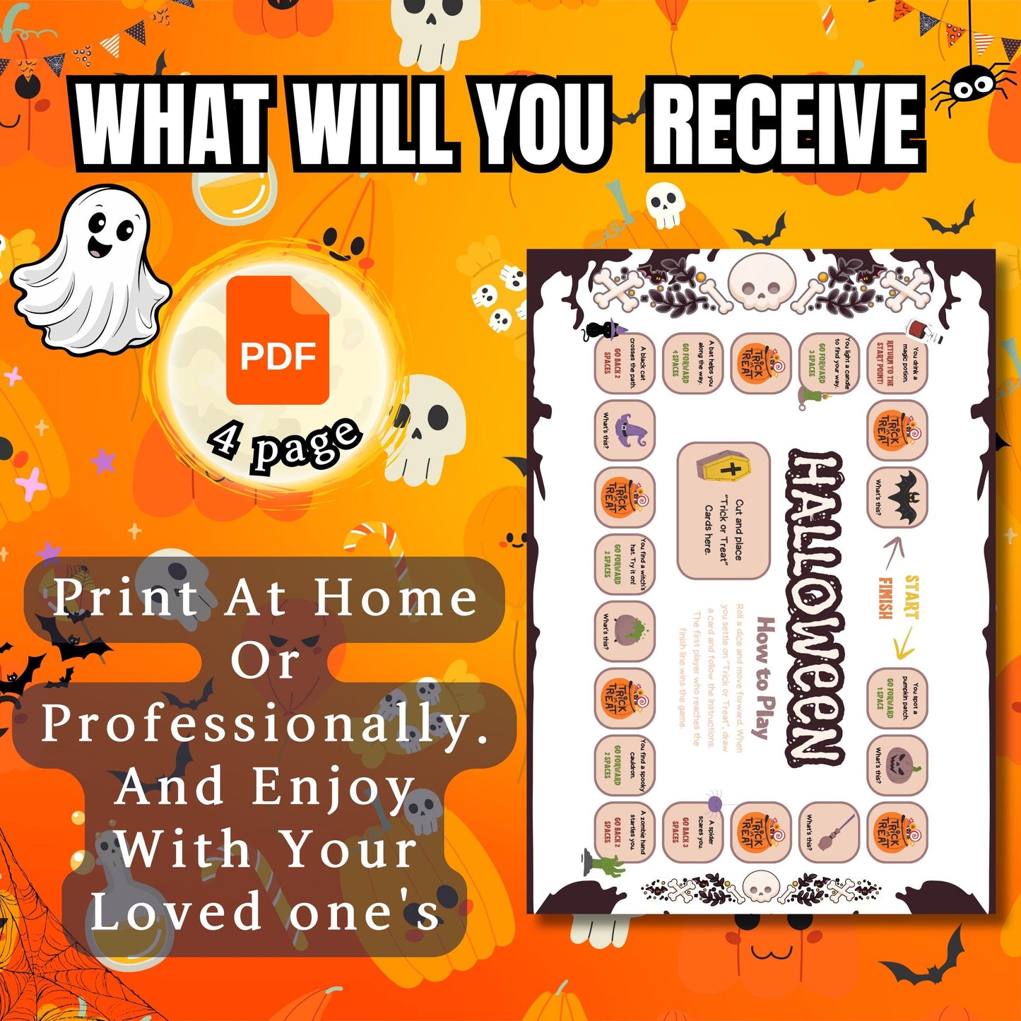 Halloween Board Game | Printable Spooky Fun | Dice-Based Halloween Night Game for Family & Friends | Engaging Board Dice Game | Fun Games