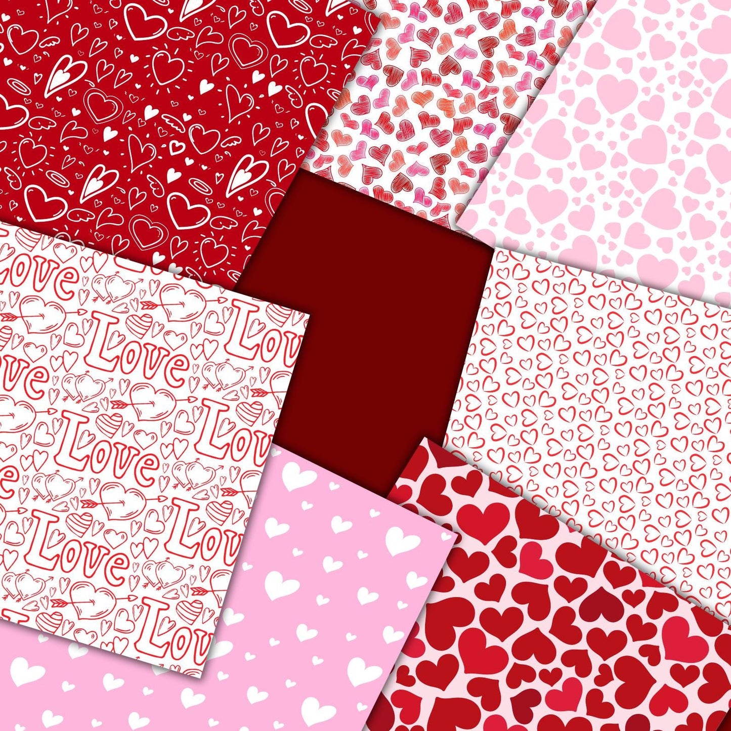 Heart Digital Paper Mega Pack – 440+ Seamless 12x12 Valentine Backgrounds, Pink/Red Love Patterns for Scrapbooking, Invitations & Crafts