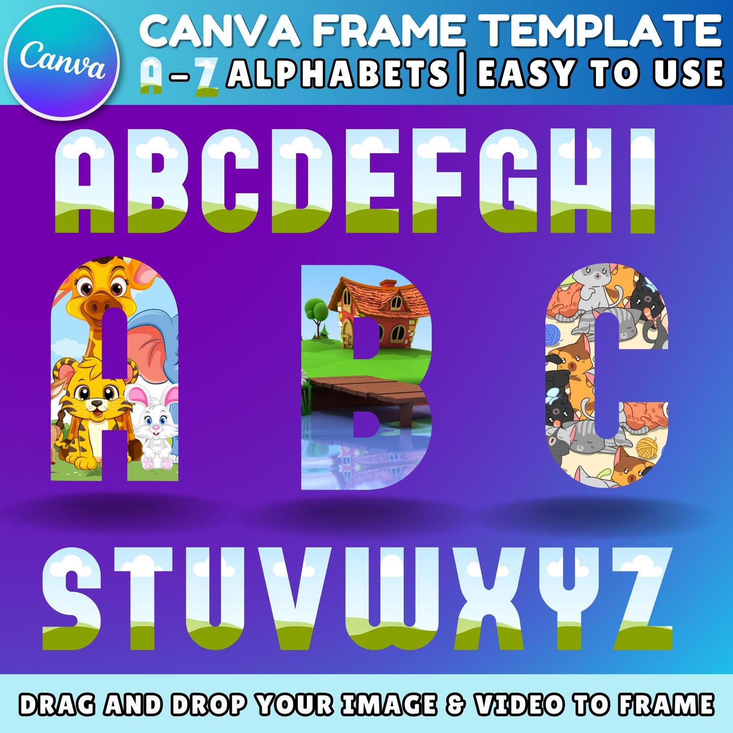 Editable Canva Alphabet Bundle | Transparent Doodle Letters Template | Printable Font Clipart | Digital Alphabet for Collage, Crafts & Decor