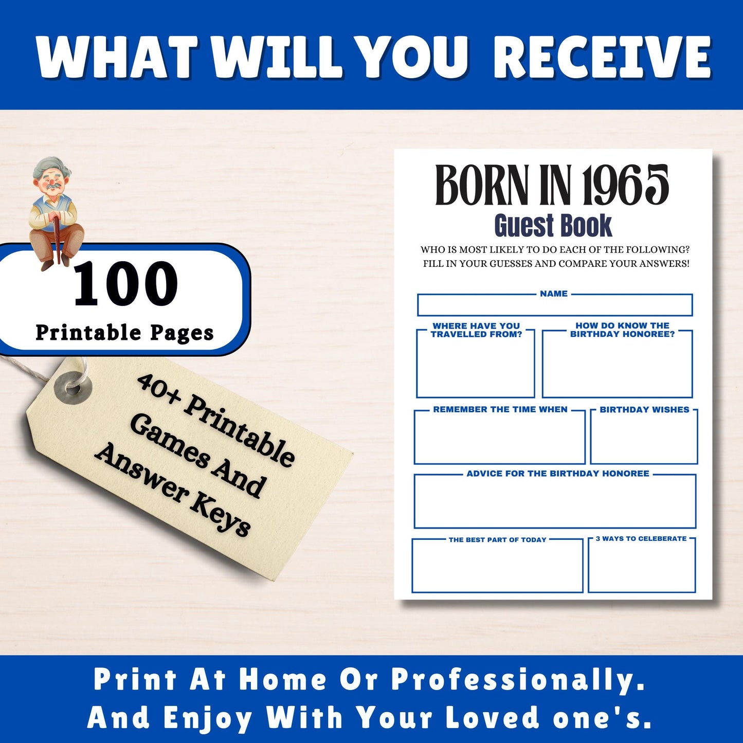 60th Birthday Games Bundle, Born in 1965 Party Games, Fun Printable Games for Adults & Family, 60th Celebration Activities, Instant Download