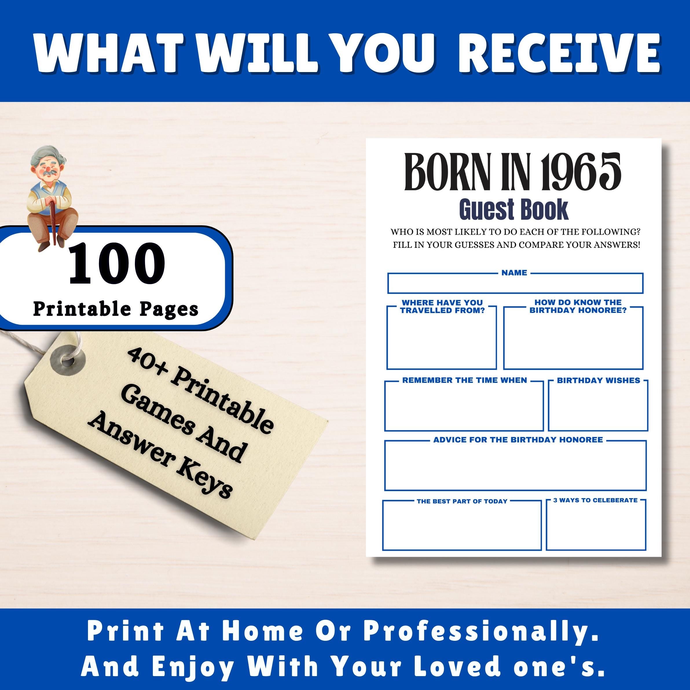 60th Birthday Games Bundle, Born in 1965 Party Games, Fun Printable Games for Adults & Family, 60th Celebration Activities, Instant Download