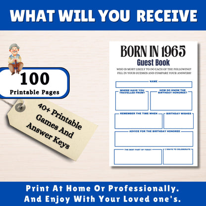 60th Birthday Games Bundle, Born in 1965 Party Games, Fun Printable Games for Adults & Family, 60th Celebration Activities, Instant Download