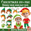100+ Christmas Add Your Own Photo Elf Yourself PNG Bundle | DIY Elf Face Templates for Kids & Family Crafts | Fun Holiday Decor And Gifts
