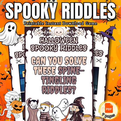 Halloween Spooky Riddles | Fun & Frightening Riddles for All Ages | Printable Halloween Activity | Perfect for Parties | Family Fun