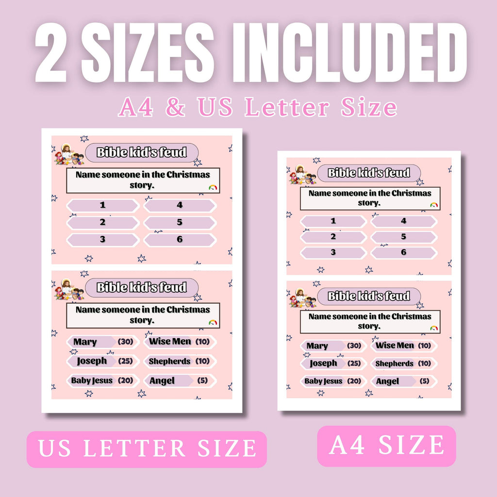 Bible Family Feud Game for Kids – 300+ Printable Cards | Christian Trivia Party Game | Sunday School Activity | Easy to Hard Levels