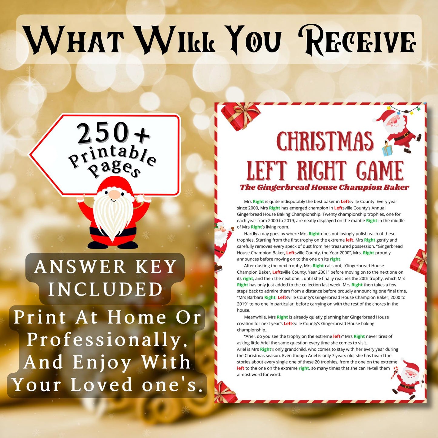 Christmas Game Bundle PLR MRR | 80+ Printable Holiday Games for All Ages | Charades, Emoji Quiz, Song Dares | 250+ Pages Download PDF