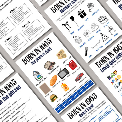 60th Birthday Games Bundle, Born in 1965 Party Games, Fun Printable Activities for Adults & Family, 60th Celebration Trivia and Icebreakers
