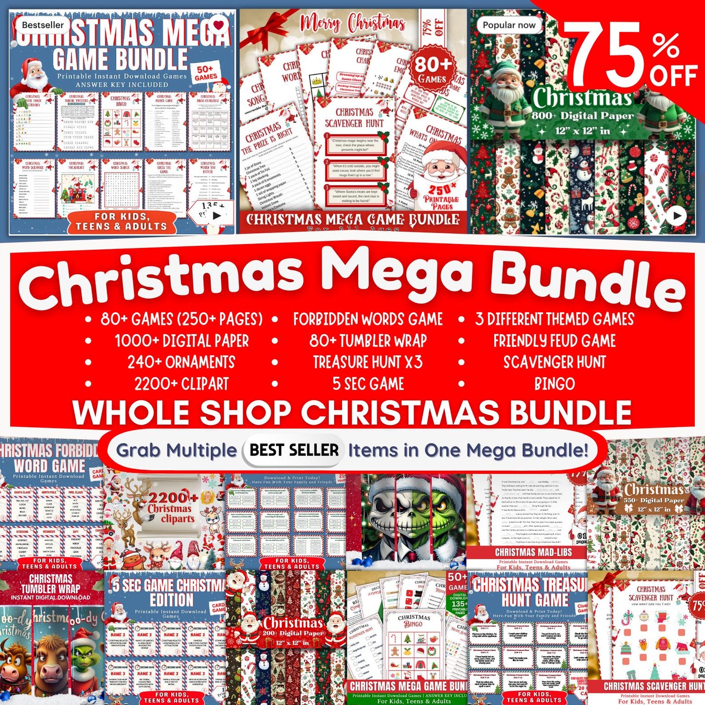 Christmas Mega Games Bundle, Christmas Party Games, School Christmas Game, Christmas Games Printable Office Christmas, Family Christmas Game