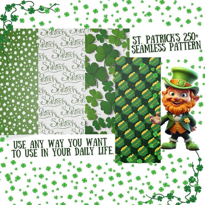 250+ St. Patrick's Day Digital Paper Pack | Seamless Irish Patterns for Crafting & Scrapbooking | Shamrocks, Celtic Designs, Festive Prints