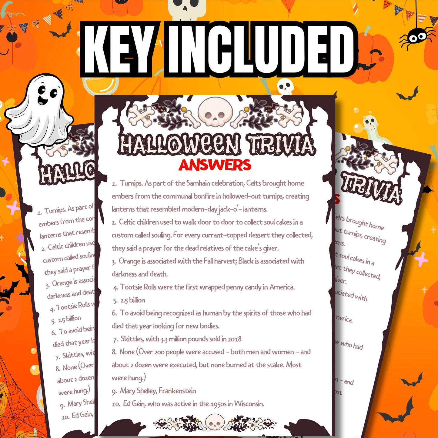 Halloween Trivia Game Bundle | Fun, Educational Halloween Quiz Pack for Kids, Teens & Adults | Printable Party Games for Family | Classroom