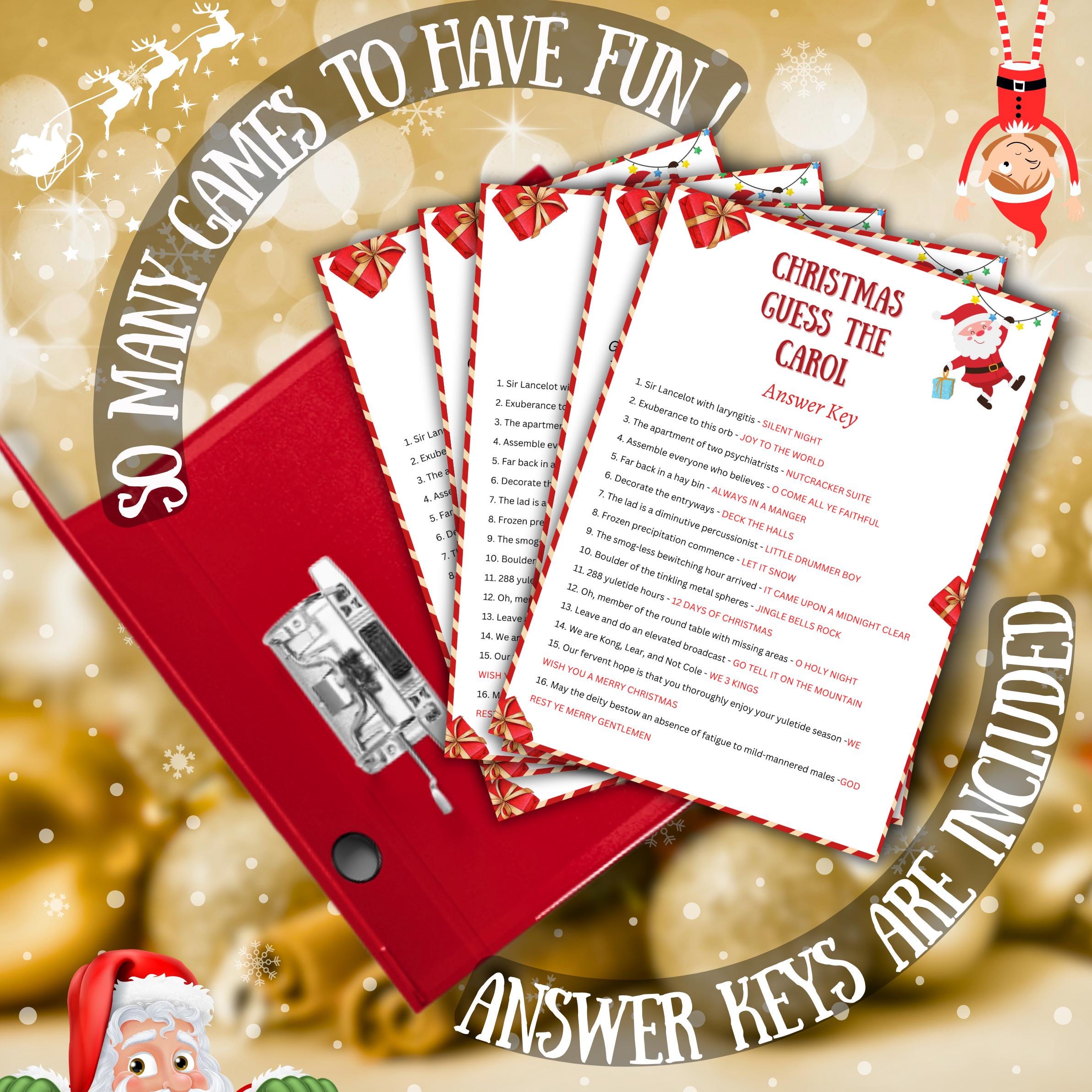 Christmas Guess The Carol Trivia, Christmas Party Printable Game, Kids & Adults Christmas Game, Christmas Family And Office Activity Fun