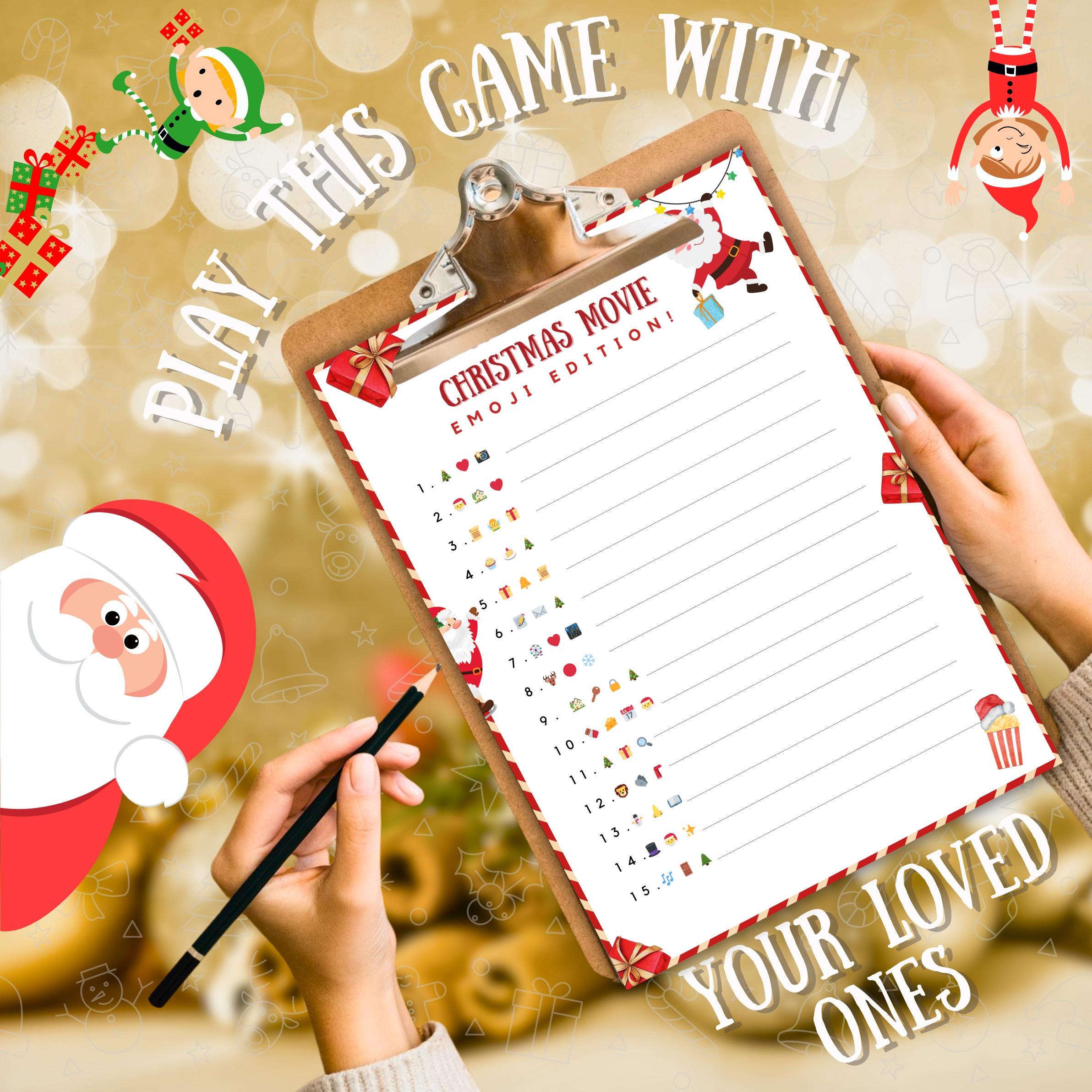 Christmas Emoji Game, Printable Christmas Game For Kids Adults Family Dinner Table Activity, Fun Party Trivia, Christmas Trivia Game Pdf
