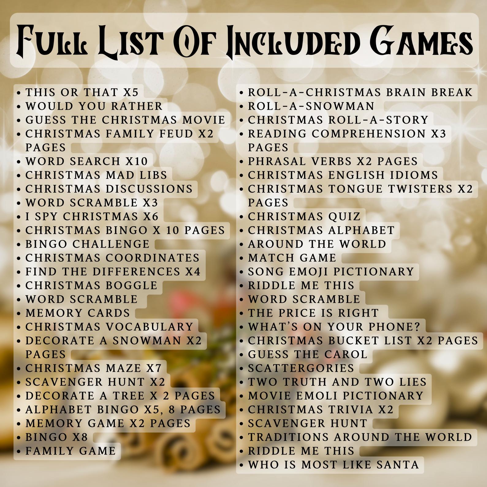 Christmas Game Bundle PLR MRR | 80+ Printable Holiday Games for All Ages | Charades, Emoji Quiz, Song Dares | 250+ Pages Download PDF