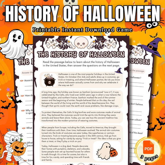 History of Halloween Trivia Game | Fun Quiz Game for Kids & Adults | Perfect for Halloween Parties, Classroom Activities | Family Gatherings