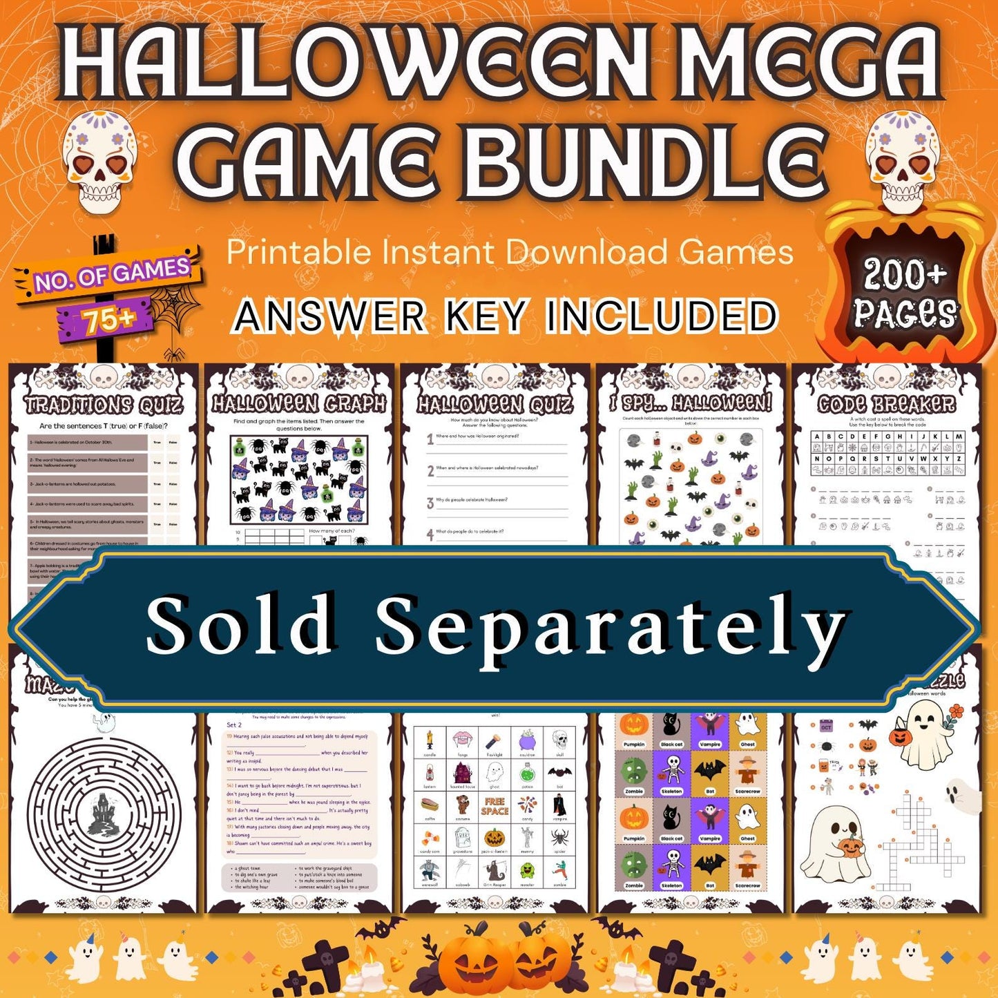 Halloween Mad Libs | Spooky Story Fill-In-The-Blanks Game | Fun Festive Activity for Kids, Teens & Adults | Printable Halloween Game