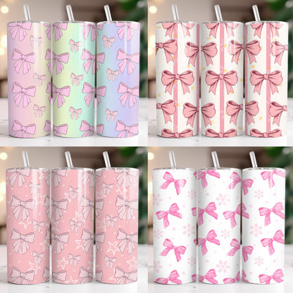 Coquette Bow Tumbler Wraps Bundle 150+ | 20oz Skinny Sublimation PNG | Pastel Pink Gingham Hearts Floral Cute Aesthetic Digital Download