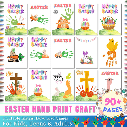 Easter Handprint & Footprint Craft Bundle, DIY Easter Art for Kids and Toddlers | Printable Handprint Keepsake, Baby Memory Craft, DIY Craft