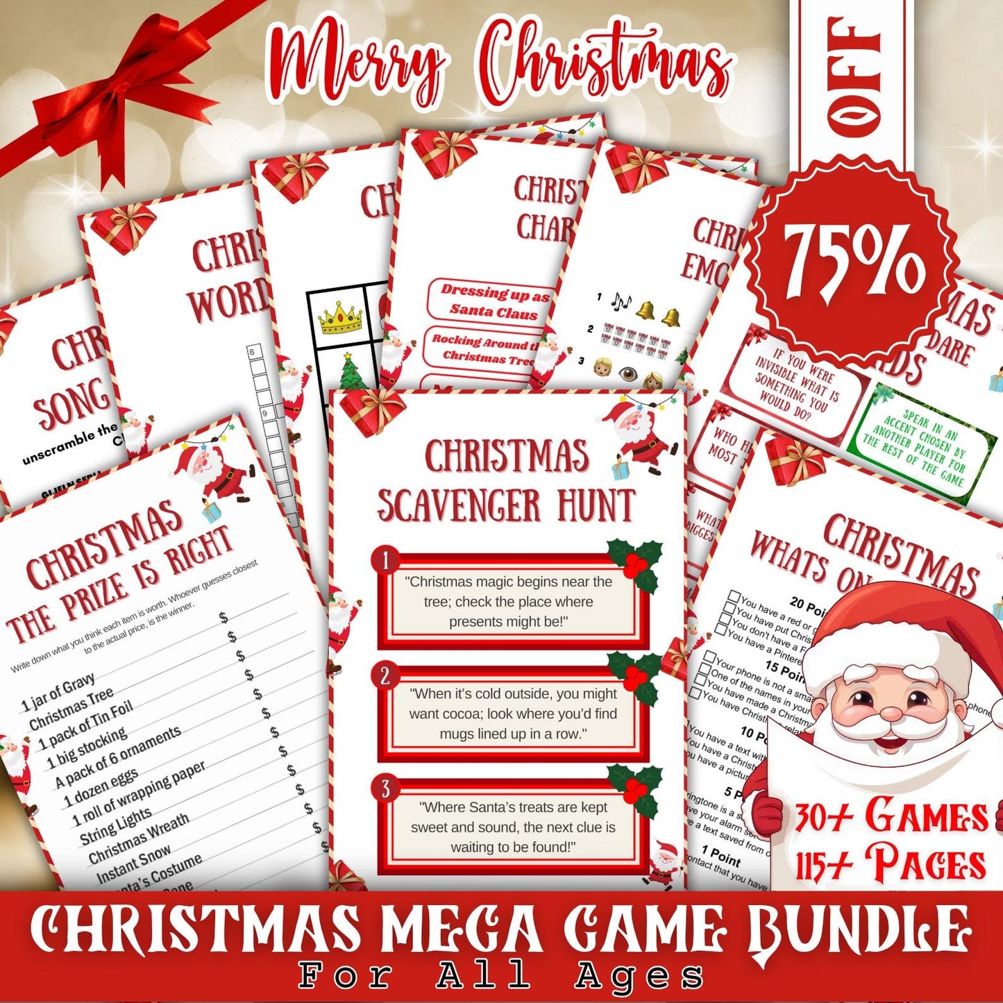 30+ Christmas Game Bundle, Christmas Party Games For Kids & Adults, School Xmas Games, Office Xmas Printable Game Bundle, Family Group Games