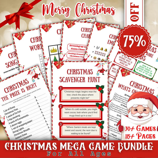 30+ Christmas Game Bundle, Christmas Party Games For Kids & Adults, School Xmas Games, Office Xmas Printable Game Bundle, Family Group Games