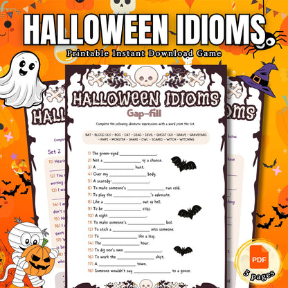 Halloween Idioms Game | Fun Matching | Gap Fill Activities | Printable Halloween Game for Kids & Classroom | Spooky Idiom Challenges
