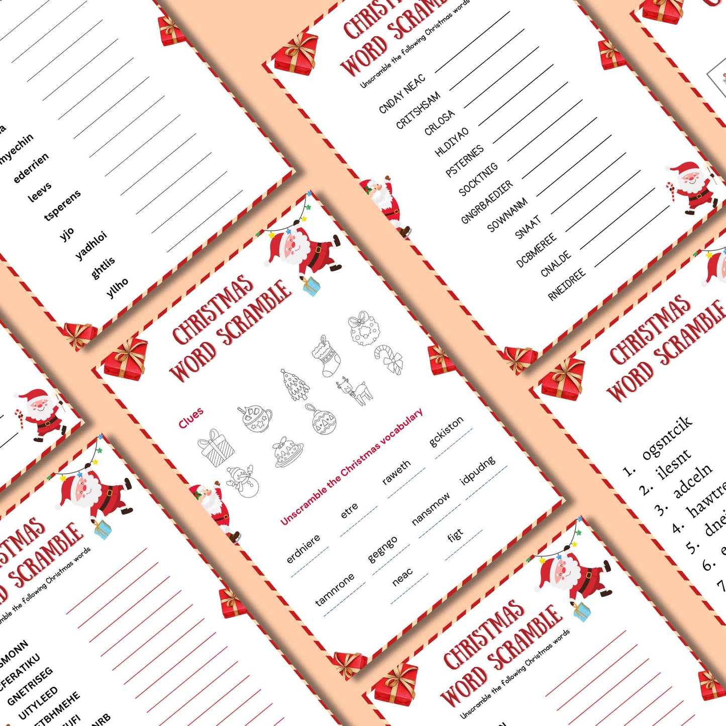 Christmas Word Scramble Game, Christmas Party Game For Kids & Adults, Christmas Word Activity, Family And Office Party Game, Christmas Pdf