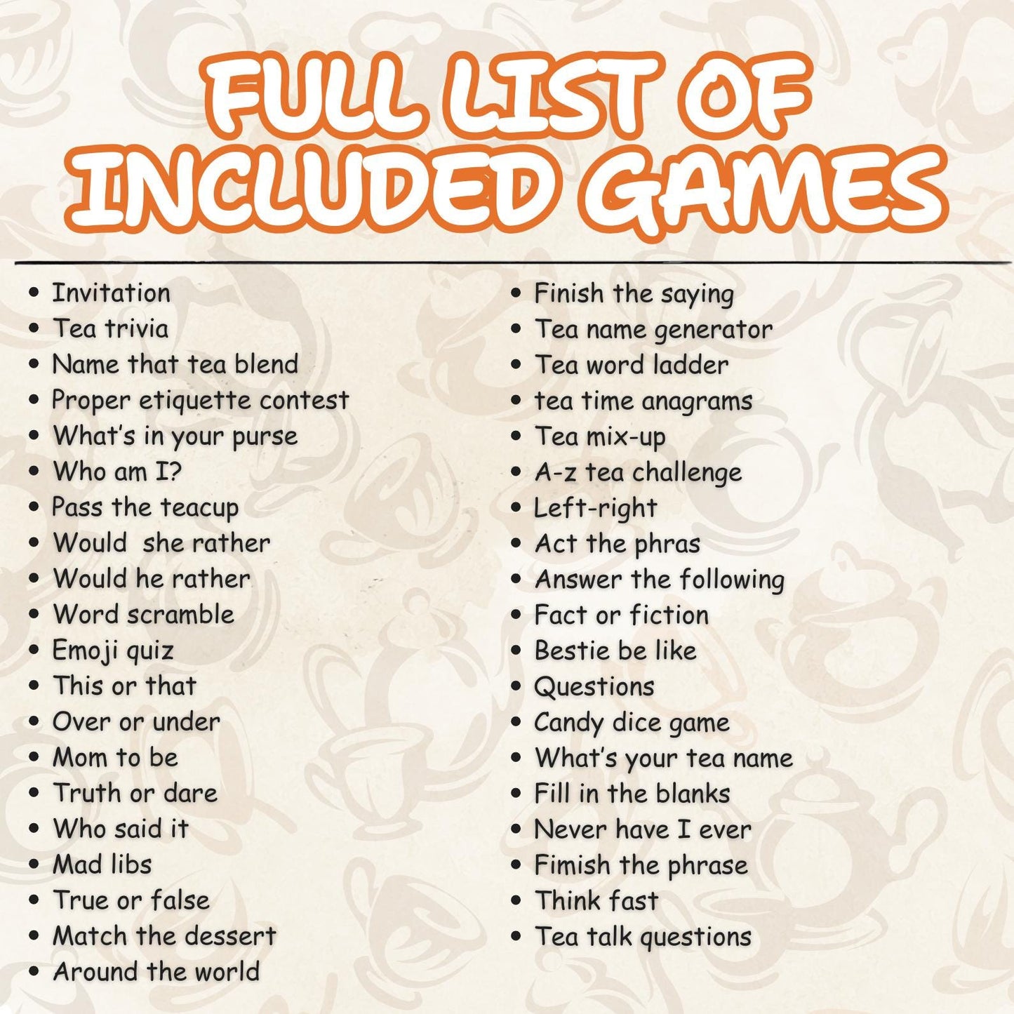 Tea Party Games Super Bundle | 40+ Printable Activities for Bridal Shower Garden Party Ladies Tea Office Events | Trivia Riddles Icebreakers