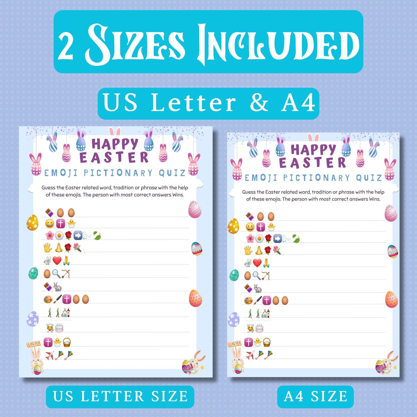 Easter Emoji Quiz | Fun Easter Pictionary Game | Printable Easter Party Game for Kids & Adults, Easter Trivia Activity, Instant Download PDF