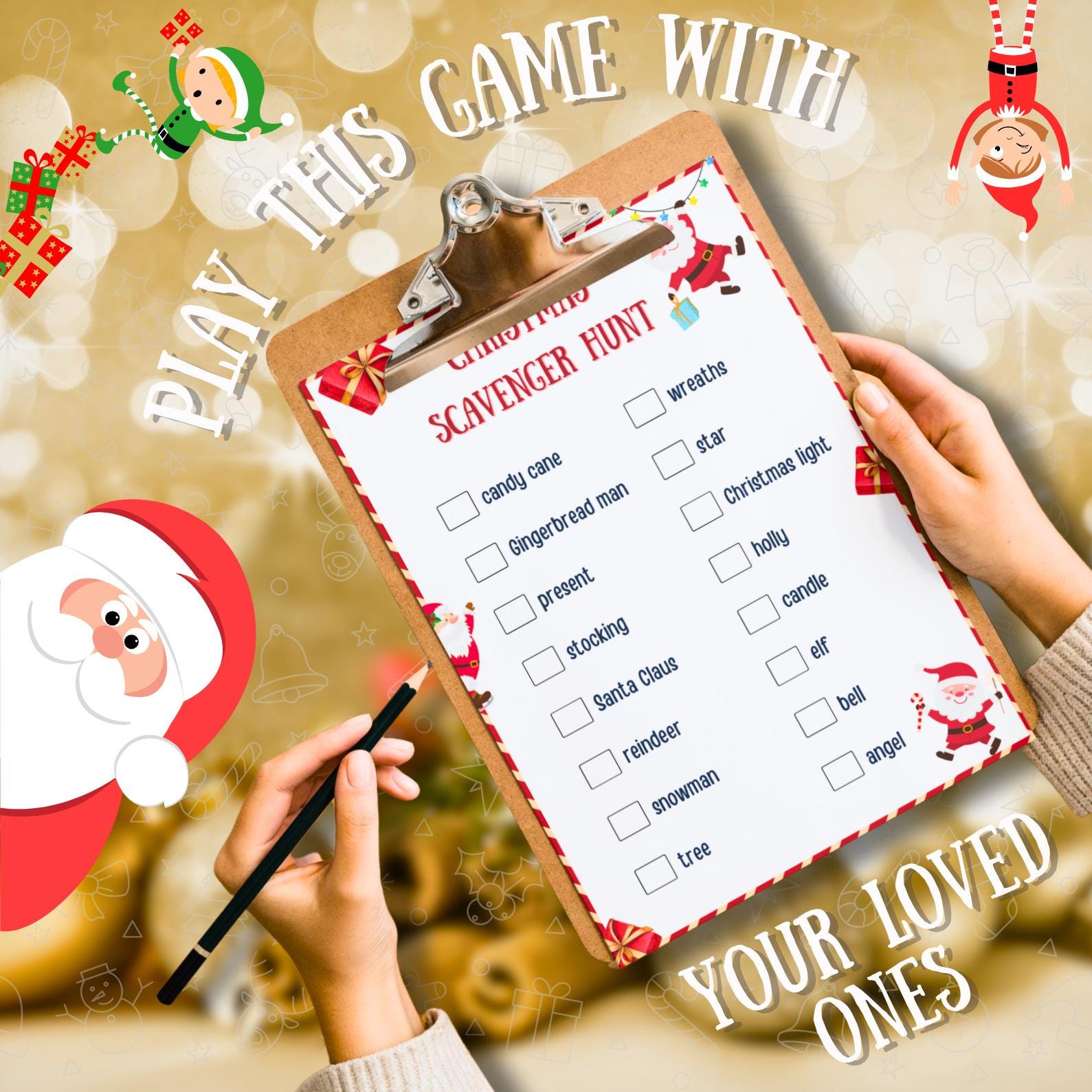 Christmas Game Bundle PLR MRR | 80+ Printable Holiday Games for All Ages | Charades, Emoji Quiz, Song Dares | 250+ Pages Download PDF