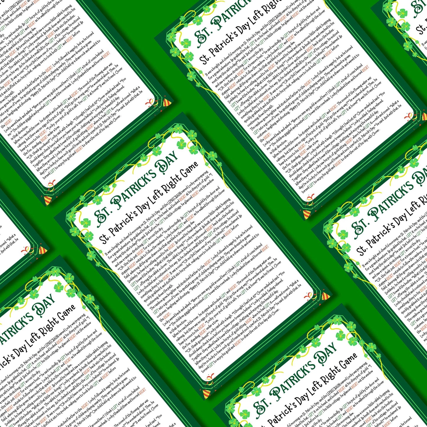 St. Patrick's Day Left Right Game | Fun Pass the Present Game | Irish Party Activity for Kids & Adults | Lucky Shamrock Game | Printable PDF