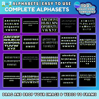 Canva Alphabet Frame Templates | 100+ A-Z Letter Frames | Drag & Drop Photo Letters | Editable Canva Font Frames for Mugs, Shirts and Prints