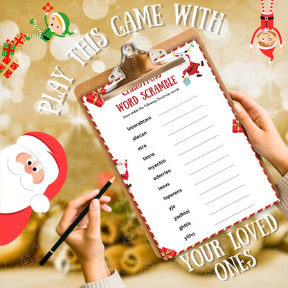 Christmas Word Scramble Game, Christmas Party Game For Kids & Adults, Christmas Word Activity, Family And Office Party Game, Christmas Pdf
