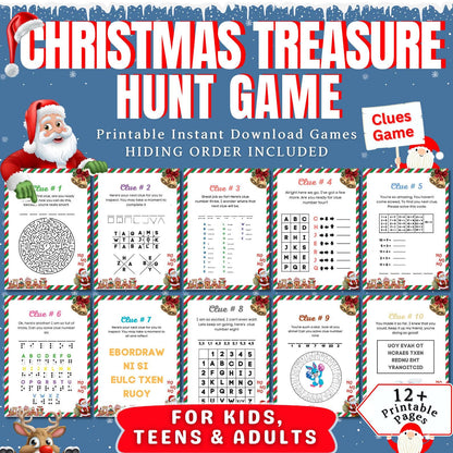 Indoor Christmas Treasure Hunt, Xmas Scavenger Hunt, Christmas Activity For Kids & Adults, Puzzle For Christmas Gift, Game For Older Kids