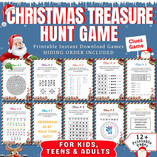 Indoor Christmas Treasure Hunt, Xmas Scavenger Hunt, Christmas Activity For Kids & Adults, Puzzle For Christmas Gift, Game For Older Kids