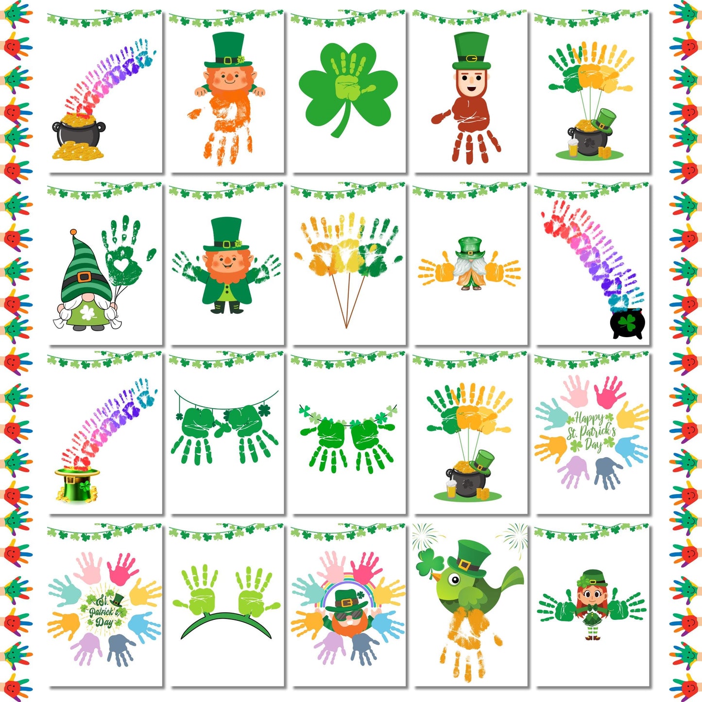 St. Patrick's Handprint | Footprint Craft Bundle, Leprechaun & Clover Handprint Art | Preschool Craft for Kids,  Printable St. Patrick’s Day