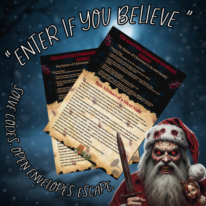 Printable Spooky Christmas Escape Room Game | Haunted Holiday Mystery Puzzle | DIY for 1–6 Players – Fun Family Activity – No Locks Needed