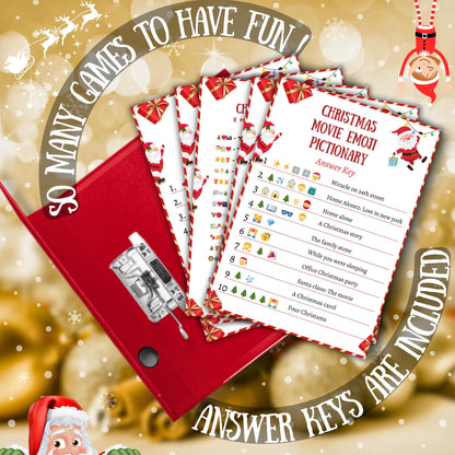 Christmas Emoji Game, Printable Christmas Game For Kids Adults Family Dinner Table Activity, Fun Party Trivia, Christmas Trivia Game Pdf