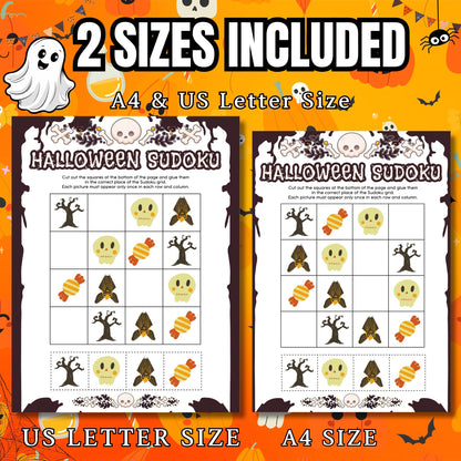 Halloween Sudoku Puzzle Game | Spooky-Themed Sudoku for All Ages | Printable Halloween Activity | Fun | Challenging Puzzle for Kids & Adults